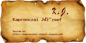 Kapronczai József névjegykártya